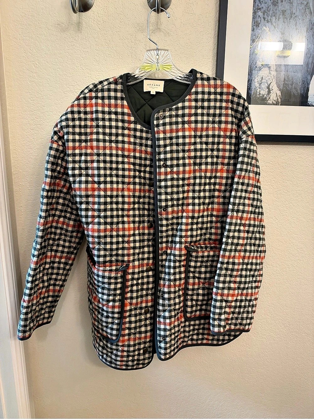 Sézane Farel Jacket Plaid in Green & Red